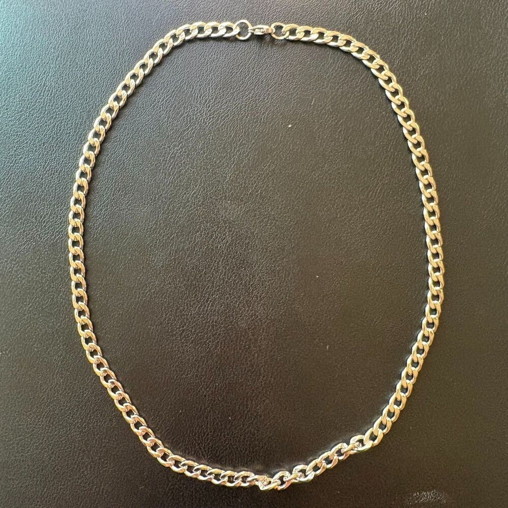 18" 6mm Silver Cuban Link Chain Necklace Stainless Steel Thin Choker Men Women